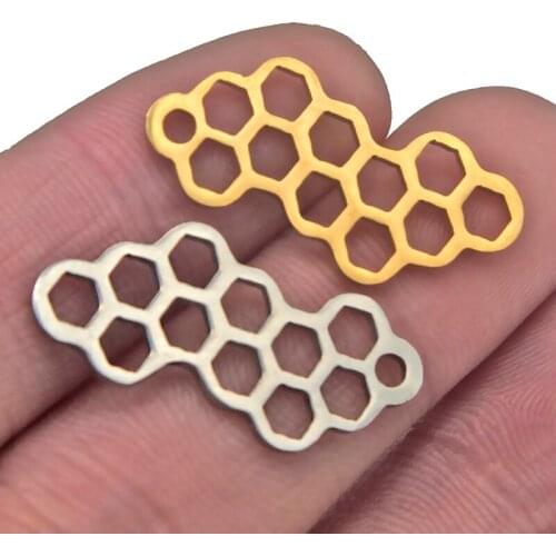 5pcs Stainless Steel Honeycomb Charms Hollow Geometric Stud Earrings Unique Beehive Earrings Women Jewelry Hen Party Accessories