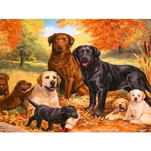 5D DIY Diamond Painting Animal Dog Families Diamond Embroidery Mosaic Picture of Rhinestones Full Cross Stitch Home Decor Gifts