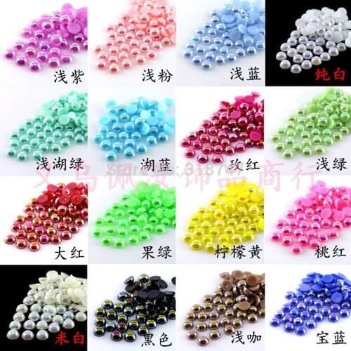 Free Shipping 288Pcs/lot Size 6mm AB Color Imitation Pearls Half Round Flatback Beads DIY Decoration