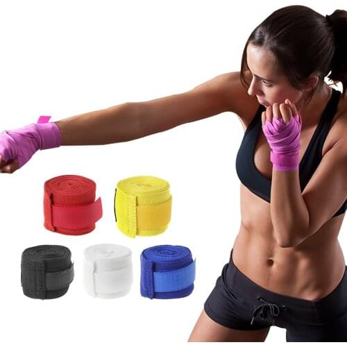 2.5M Cotton Boxing Bandage Velcro Sports Strap Sanda Muay Thai Taekwondo Hand-wrapped Gloves Boxing Handguard Protective Gear