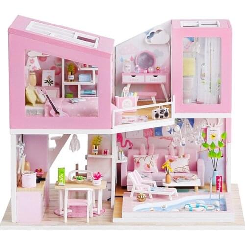 Handmade Large M915 Doll House Wooden Furniture Villa Dollhouse Kitchen Diy Big Doll Houses Miniature Kit Maison De Poupee Kids