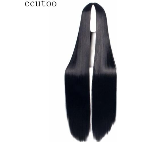 Ccutoo 100cm Black/White Long Straight Central Part Synthetic Hairstyles Heat Resistance Fiber Cosplay Full Wigs Kill Qianmo