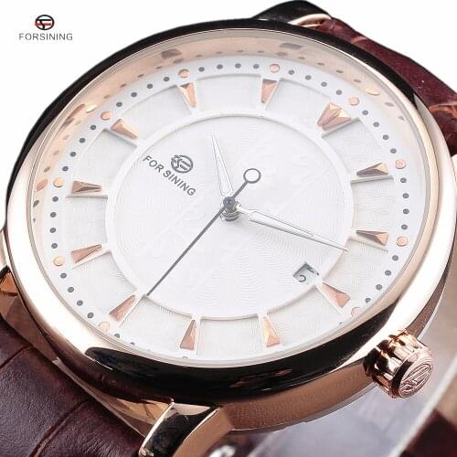 New FORSINING Men Luxury Brand Watch Automatic Dress Casual Business Wristwatch Mechanical Date Leather Band Clock