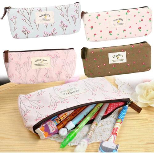Floral Pencil Case Countryside Style Fabric Stocking Filler Wallet Student Pen Pencil Cases Storage Bag Gift Storage Bags