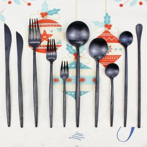 Black Cutlery Set Stainless Steel Dinnerware Silverware Chopstick Tableware Set Appetizer Forks Spoons Knives Drop Shipping