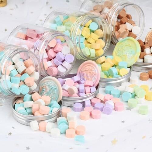 100pcs Retro Octagon Fire Painting Pills Sealing Wax Granule Decorative Sealing for Handbook Stamping Envelope Wedding