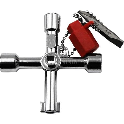 DHL 100PCS 5 In 1 Cross Switch Key Wrench With Accessories Square Triangle Train Electrical Cupboard Box Elevator Cabinet Alloy