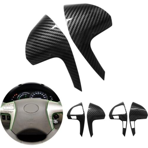 For Toyota Highlander 2009 - 2014 For Camry 2006 - 2013 Car Accessories Steering Wheel Button Frame ABS Carbon Fiber Style Cover