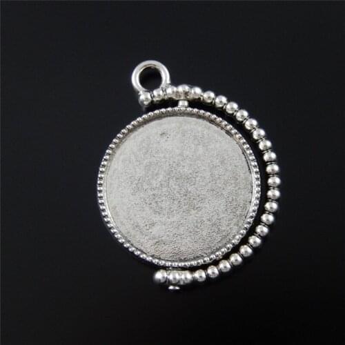 Julie Wang 10pcs Creative Rotatable Mirror Charms Silver Plated Pendant Jewelry Tray Accessory Handmade Hanging Crafts