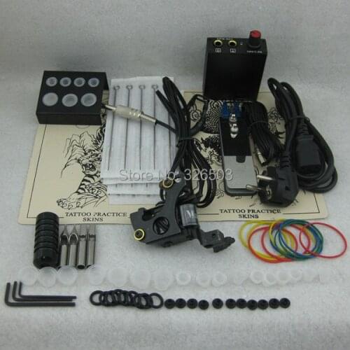 One Tattoo Machine Mini Power Needles Tips Beginner Kit Set Supply TKS119