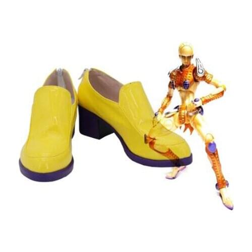 JoJos Bizarre Adventure Giorno Giovan Cosplay Boots Shoes Yellow Men Shoes Costume Customized Accessories Halloween Party Shoes