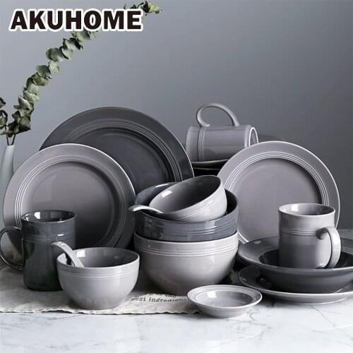 Simple Dishes Set European Tableware Ceramic Bowl Plate Chinese Tableware Set