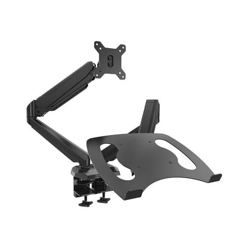 Full Motion Desktop Mount 2-in-1 Dual Gas Spring Arm Tablet Laptop Holder & Monitor Holder With USB Port Audio and Headset Port