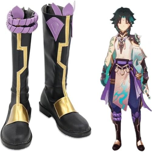 New Game Genshin Impact Tartaglia Cosplay Costumes Props Boots Shoes Halloween Party Xiao Boots Customize Shoes For Women Mens