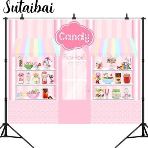 New Photo Backdrop Candy Store Pink Baby Birthday Photography Background Photo Studio Props Photophone Photobooth Vinyl