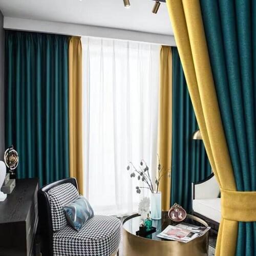 Modern Style Solid Color Cotton and Linen Thermal Insulated Curtains Blackout Curtain Drape for Living Room Brdroom Window