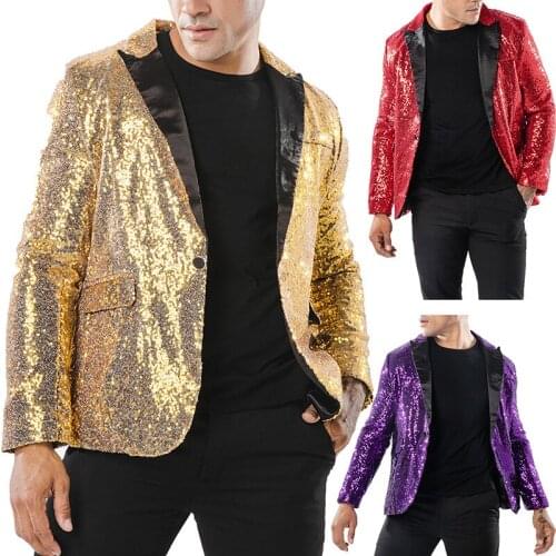 Performance Gown Gold Sequin Suit Nightclub Menswear Photo Studio Coat Mens Suits Blazers Men Clothes 2020 Men Suit Jacket