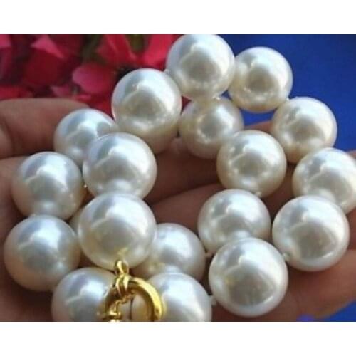 Rare Huge 20mm south sea White Shell Pearl Necklace 18''AAA