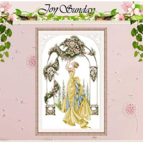Rose in Gate and Courtyard Counted Cross Stitch 11CT 14CT Beauty Cross Stitch Set Chinese Cross-Stitch Kit Embroidery Needlework