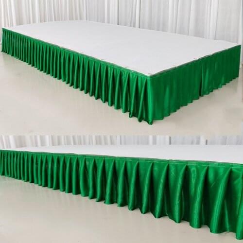 Ice silk chiffon wedding table skirt for wedding party banquet restaurant stage decoration white table skirting for table cloth
