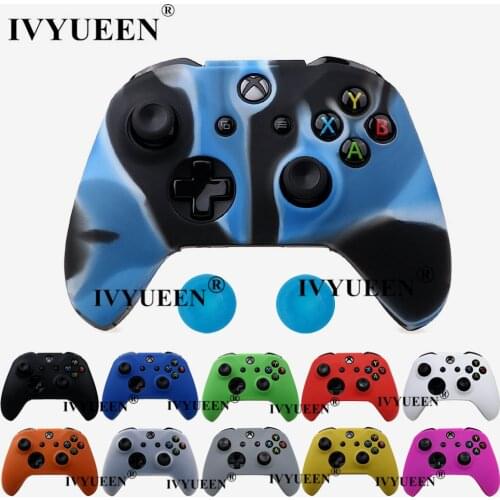 IVYUEEN Silicone Protective Skin Case Cover for Microsoft Xbox One X S Slim Controller with Thumbstick Grips Cap for Xbox