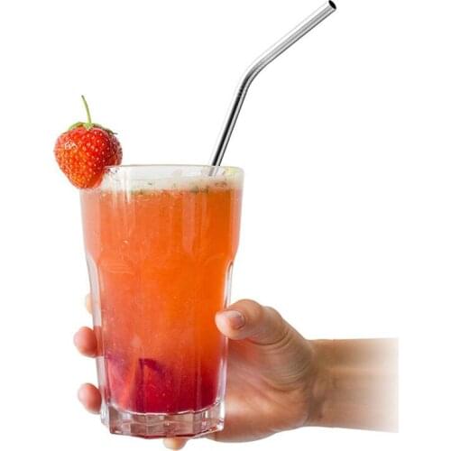 Stainless steel straw more size straight and bend drinking straw and cleaning brush reusable bar drinking tool