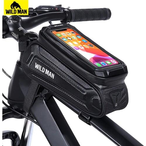 WILD MAN Rainproof Bicycle Bag Touch Screen Cycling Bag 6.7 Inch Mobile Phone Case Bag Bike Top Tube Bag Mtb Accessories