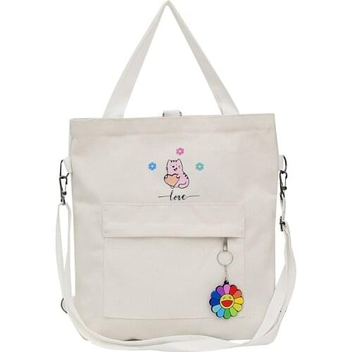 Women Canvas Large Shoulder Bags Environmental Foldable Shopping Bag Tote Package Crossbody Bags Casual Handbag For Girl school