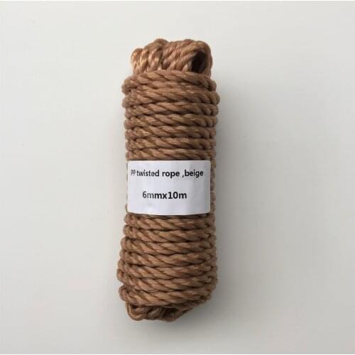 6mmx10m Beige Heavy Duty Twisted Polypropylene Rope Floating PP Rope Boat Rope Sailing Camping Secure Line Clothes Line