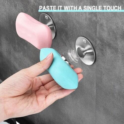 Creative Magnetic Soap Dish Soap Hook Bathroom Drain Wall Hanging Soap Box Suction Cup Magnetic Soap Rack Hooks Rack
