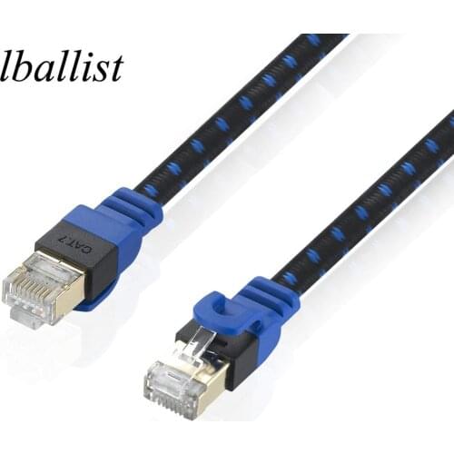Lballist Fabric Braided Ultra Flat CAT-7 10 Gigabit RJ45 Ethernet Cable For Modem Router LAN Network Gold Plated RJ45 Connector