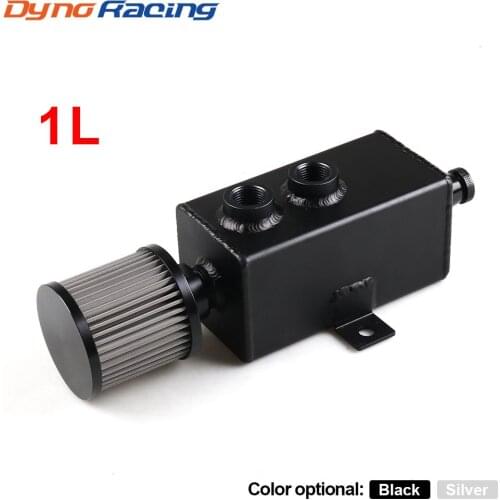 Universal Car 1L Aluminum Oil Catch Can Tank Fuel Tank With Breather & Filter Drain