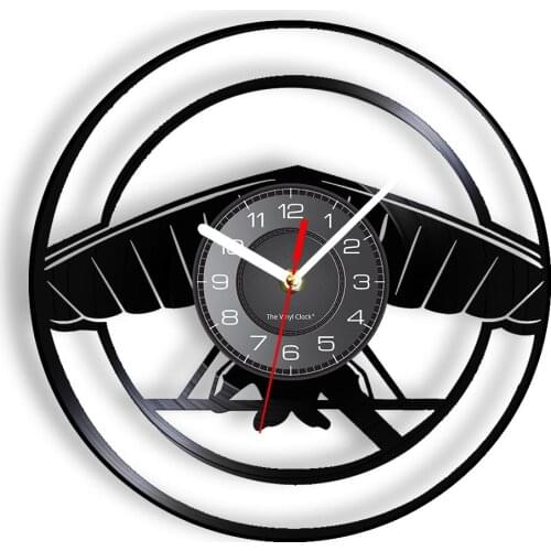 Hang Gliding Inspired Vinyl Longplay Record Wall Clock Extreme Sky Sports Vintage Design Illuminated Wall Watch Interior Decor