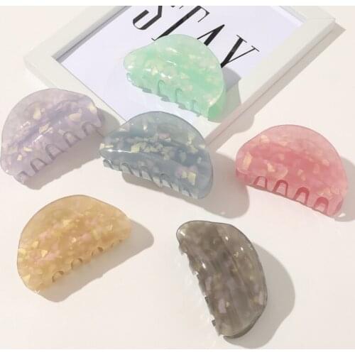 Shell Hair Claw Clips Barrette Clamp Retro Jelly Colors Ponytail Girls Hair Hairpin Hair Accessories for Women