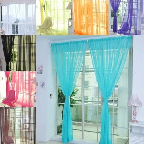 Curtain For Living Room White Window Screening Solid Door Curtains Drape Panel Sheer Tulle Light Transmission Thin Curtains