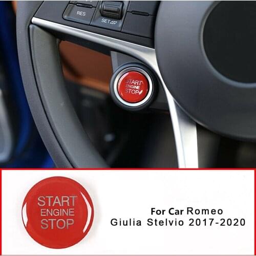 Car Start Engine On/Stop Cover Trim Red For Romeo Giulia Stelvio 2017-20 Push Button Sticky Cover Car Interior Auto Accessories
