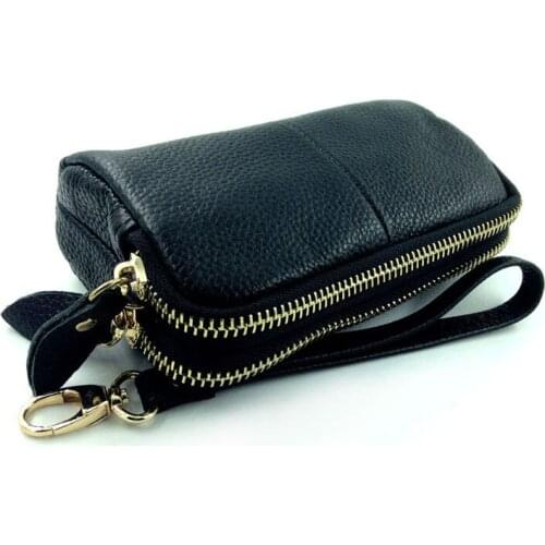 Womens Genuine Leather Multi-Functional Cosmetic Bag Clutch Holding Hands Storage Coin Purse