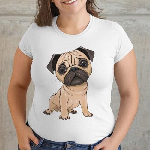 Women Tshirts 2021 Cute Dog Fashion Tee Tops Ladies T shirts White O-neck Short sleeve Graphic female T-shirt Plus Size 4XL