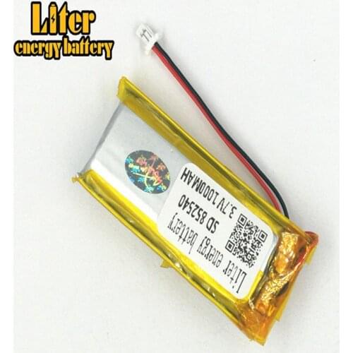 1.0MM 2pin connector Lithium Battery 3.7V 852540 1000mah Rechargeable Battery for e-books GPS PDA li po battery