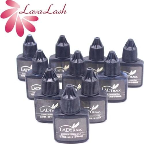 10 Bottles Lady Black Glue 10ml/bottle Fastest Drying No Irritation Eyelash Extensions Glue Without Sealed Bag Beauty Shop