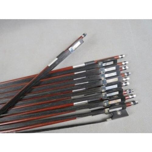 10pcs black hair brazilwood 4/4 student violin bow,ebony frog #7117