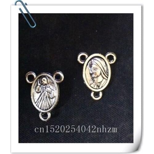 100pcs/lot cheap antique silver plating metal rosary centerpiece, Mini rosary accessories