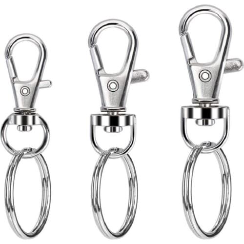 100 Pcs Swivel Snap Hooks with Key Rings Lobster Claw Clasps S/M/L Assorted Sizes for DIY Crafts Keychain Clip Lanyard