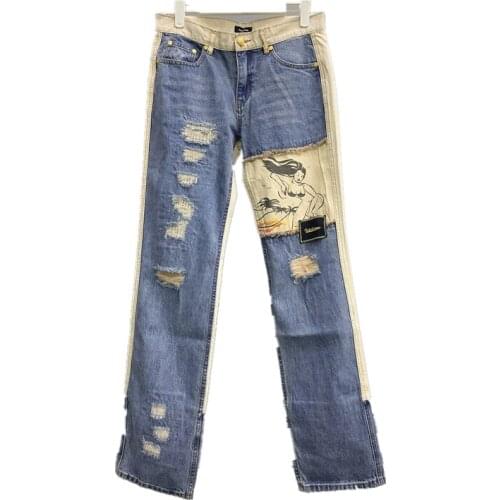 2021 New Autumn Fashion Men Ripped Jeans Loose High Quality Women Trousers Casual Elegant Cotton Unisex Bottoms T464