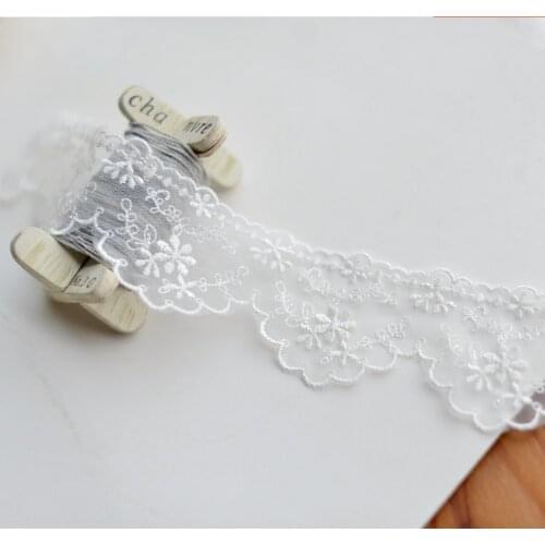 1 Meter Width 4.5cm Beige Delicate Lace Applique Trim Ribbon Net Yarn Embroidered DIY Cheongsam Garment Dress Accessories