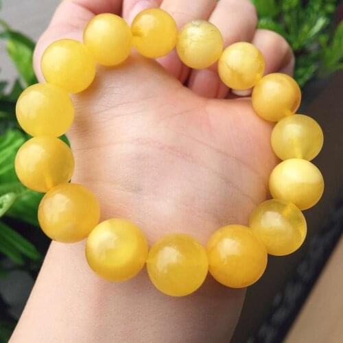 12mm Certificate Natural Yellow Amber Gemstone Round Beads Bracelet Women Men Healing Stretch Crystal Bracelet Jewelry AAAAA