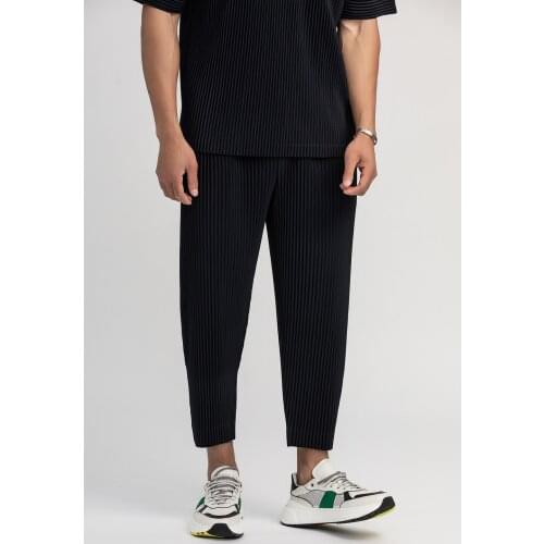 Mens wear pleated trousers for male Japanese stretch fabric thin style loose drawstring casual ankle-length pants