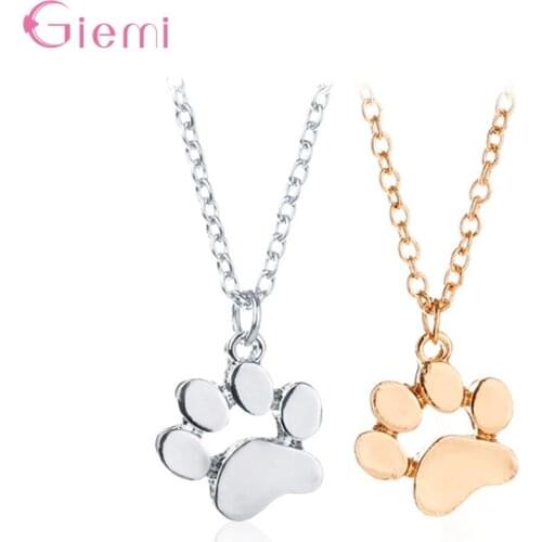 Animal Footprint Shape Charm Necklace Genuine 925 Sterling Silver Pendant Necklace For Women Super Nice Women Fashion Jewelry