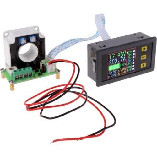 Digital DC Multimeter 0-90V 0-100A Voltmeter Ammeter Power Capacity Time Meter Monitor,Charge-Discharge Battery Tester