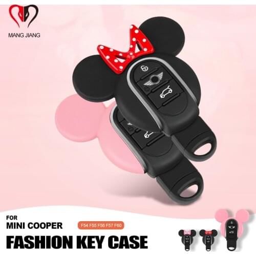 For Mini Cooper F54 F55 F56 F57 F60 Clubman Countryman One S JCW New Mouse Ear Bow-knot Cute Car Key Case Protector Accessories